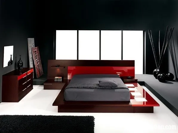4ff0a4caee6a16f78ff364f1e180707a Kết hợp 3 sắc màu đen, trắng, đỏ cho phòng ngủ thêm sang