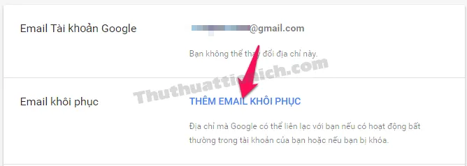 [Bảo mật Gmail] Thiết lập email dự phòng giúp lấy lại mật khẩu khi mất