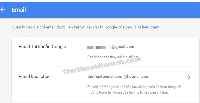 [Bảo mật Gmail] Thiết lập email dự phòng giúp lấy lại mật khẩu khi mất