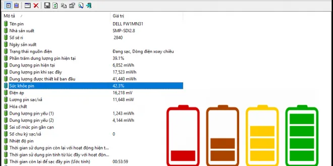 BatteryInfoView – Phần mềm kiểm tra mức độ chai pin laptop nhanh, chính xác, miễn phí