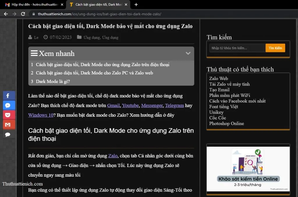 Cách bật chế độ Dark Mode cho trình duyệt Chrome trên máy tính