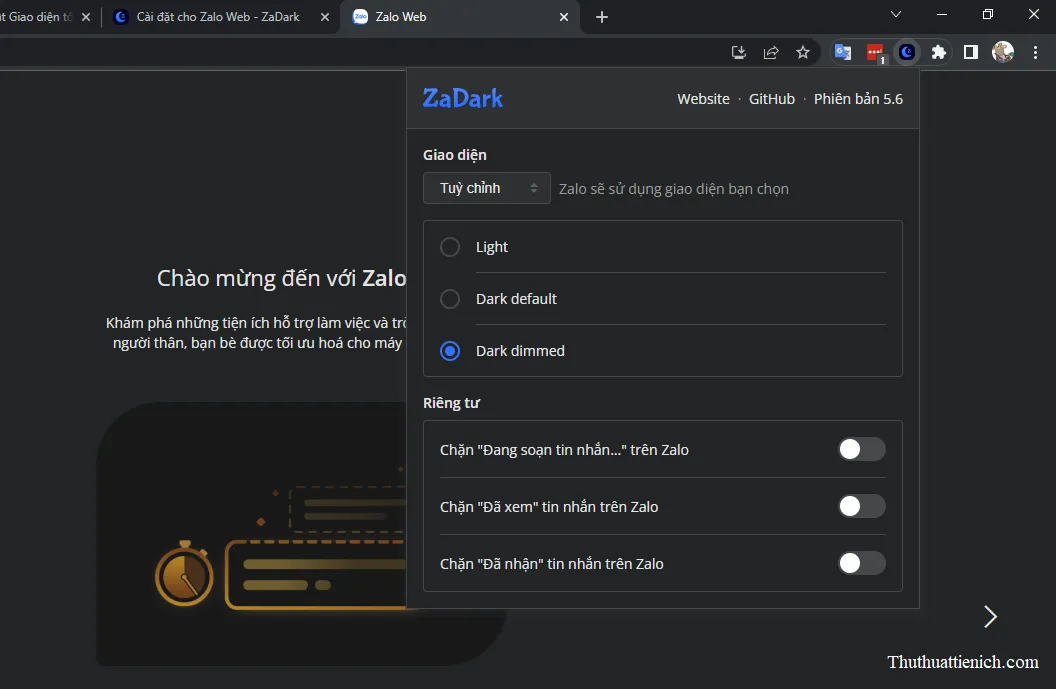 Cách bật giao diện tối, Dark Mode bảo vệ mắt cho ứng dụng Zalo