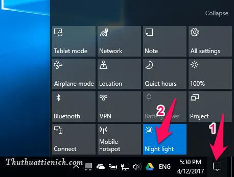 Cách bật/tắt chế độ giảm ánh sáng xanh Night Light trên Windows 10