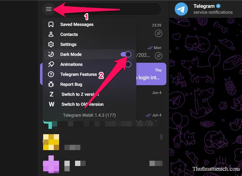 Cách bật/tắt giao diện tối, Dark Mode, Night Mode cho Telegram