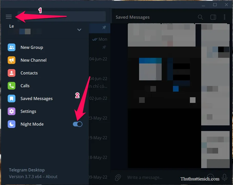 Cách bật/tắt giao diện tối, Dark Mode, Night Mode cho Telegram