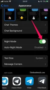 Cách bật/tắt giao diện tối, Dark Mode, Night Mode cho Telegram