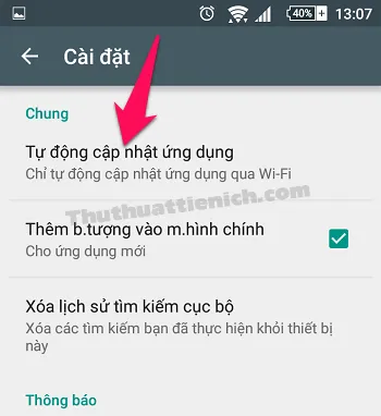 Cách bật/tắt tự động cập nhật ứng dụng trên điện thoại Android