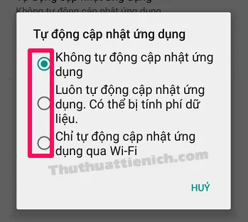 Cách bật/tắt tự động cập nhật ứng dụng trên điện thoại Android