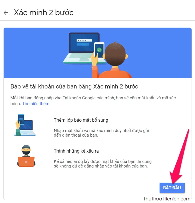 Cách Bật, tắt xác minh 2 bước cho tài khoản Gmail, Google