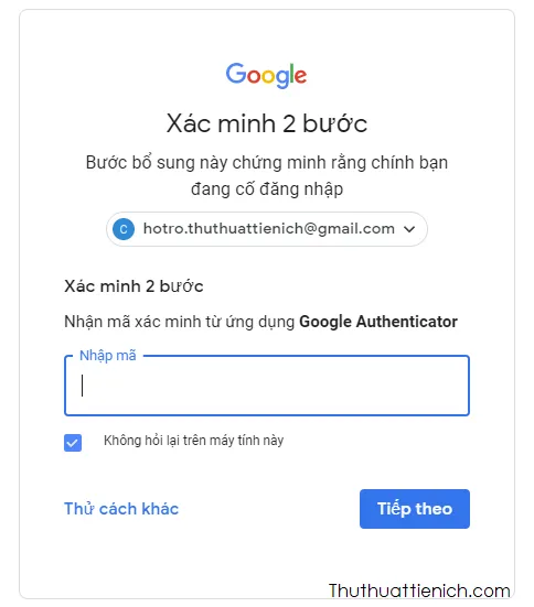 Cách Bật, tắt xác minh 2 bước cho tài khoản Gmail, Google