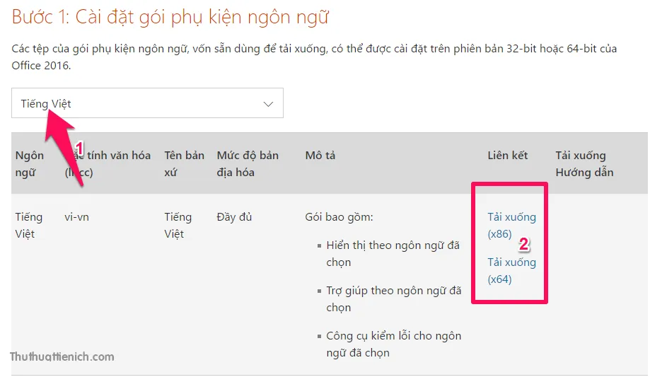 Cách cài đặt ngôn ngữ, giao diện tiếng Việt cho Office 2016
