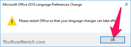 Cách cài đặt ngôn ngữ, giao diện tiếng Việt cho Office 2016