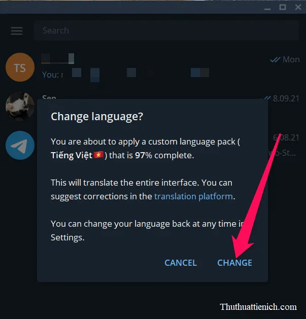 Cách cài tiếng Việt cho Telegram trên máy tính, điện thoại