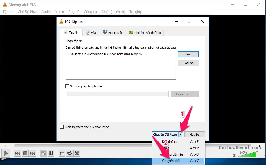 Cách chuyển đổi đuôi nhạc, đuôi video sử dụng phần mềm VLC media player