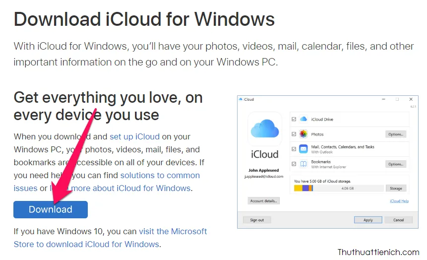 Cách đăng nhập iCloud trên máy tính