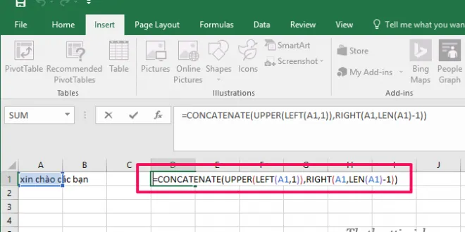 Cách đổi chữ thường sang chữ hoa và ngược lại trong Excel