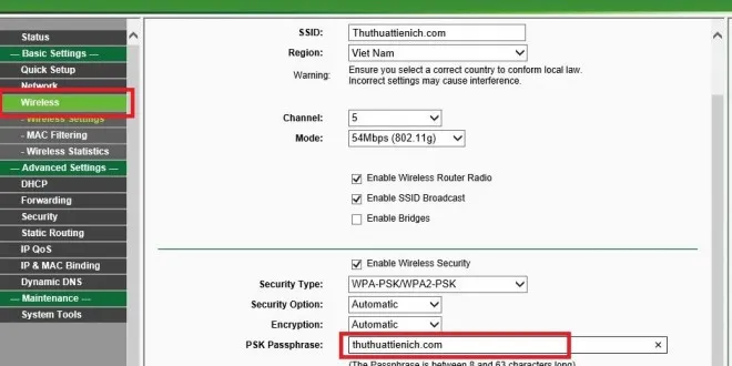 Cách đổi password wifi TP-Link