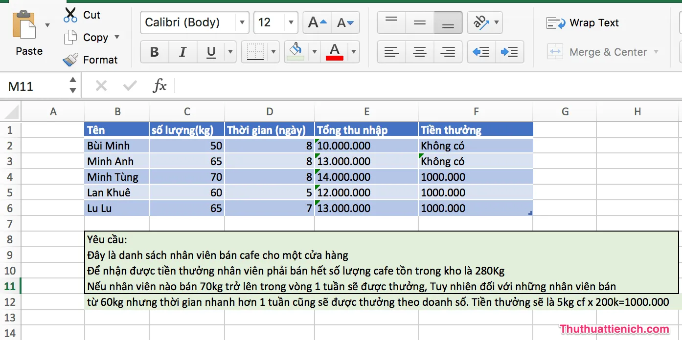 Cách kết hợp hàm IF, hàm AND và hàm OR trong Excel