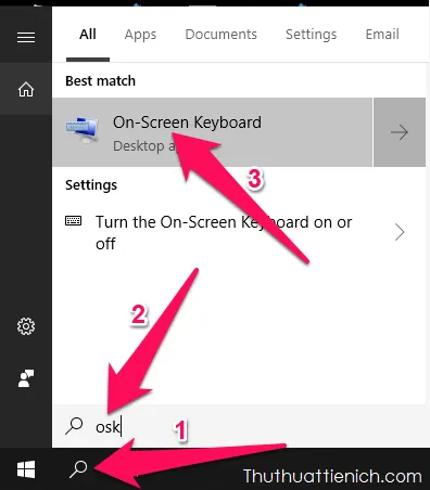 Cách mở nhanh bàn phím ảo (On-Screen Keyboard) trên Windows 10