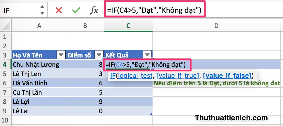 Cách sử dụng hàm IF trong Excel (2003-2016)