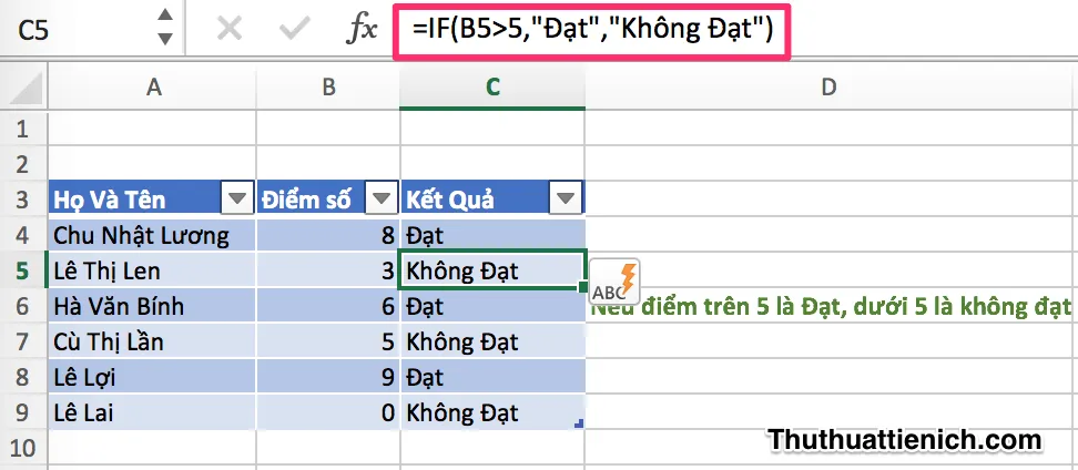 Cách sử dụng hàm IF trong Excel (2003-2016)