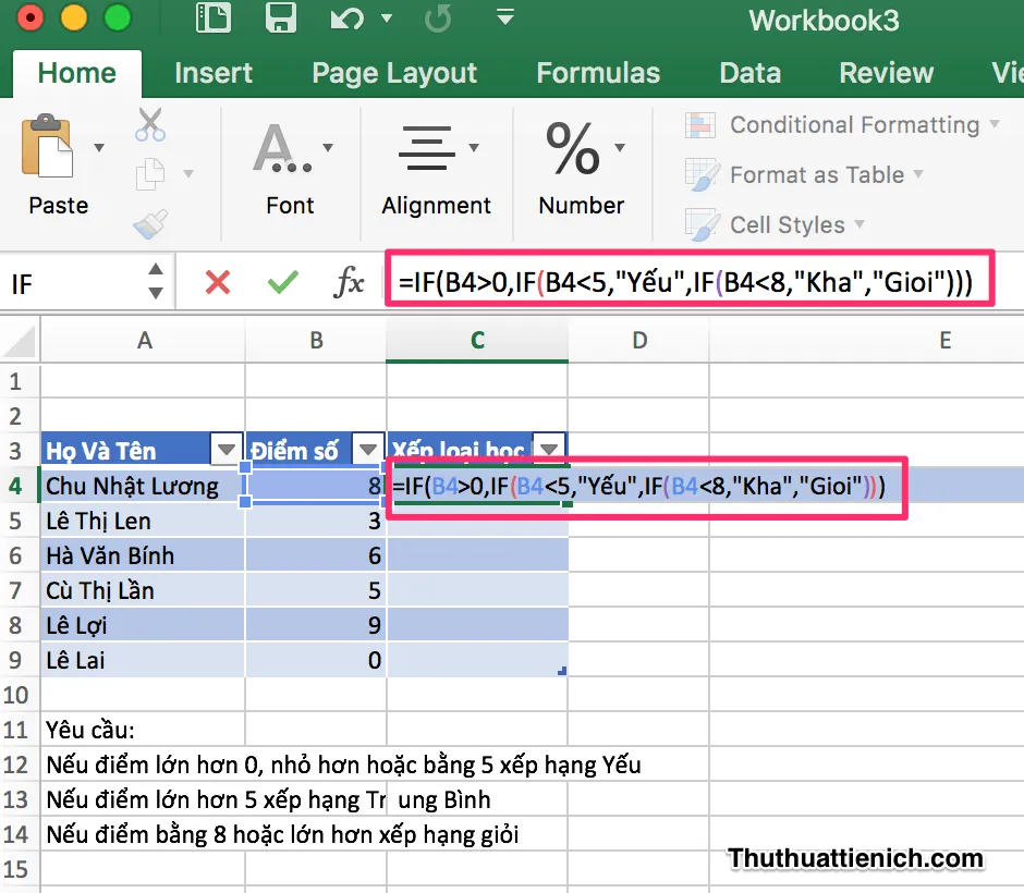 Cách sử dụng hàm IF trong Excel (2003-2016)