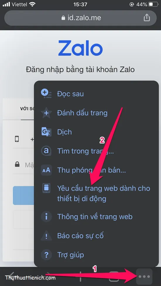 Cách sửa lỗi không vào được Zalo Web trên điện thoại