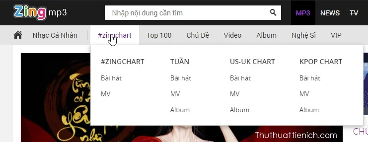Cách tải nhạc MP3 miễn phí từ Zing MP3, Nhaccuatui