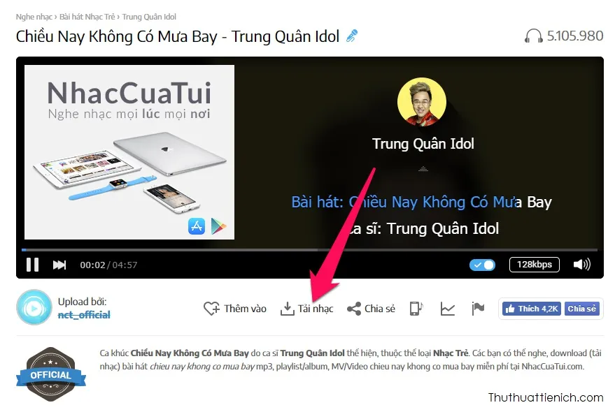 Cách tải nhạc MP3 miễn phí từ Zing MP3, Nhaccuatui