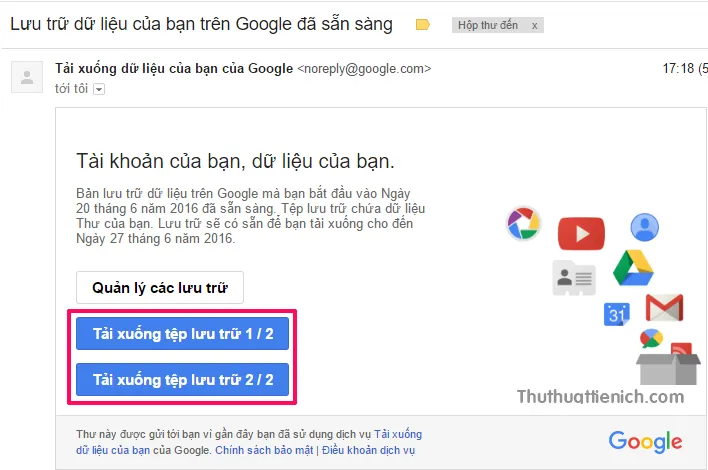 Cách tải toàn bộ hòm thư Gmail về máy tính lưu trữ, xem offline