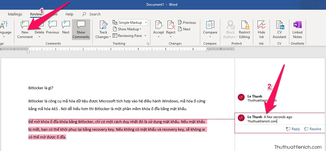 Cách tạo, chỉnh sửa và xóa comment (ghi chú) trong Word