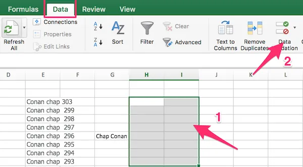 Cách tạo list drop-down trong excel-combobox