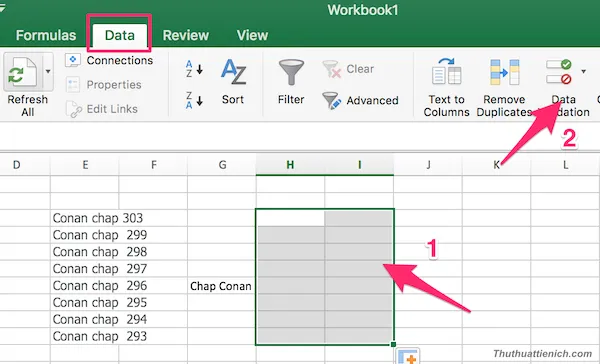 Cách tạo list drop-down trong excel-combobox