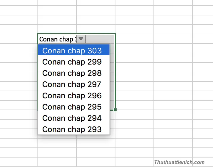 Cách tạo list drop-down trong excel-combobox