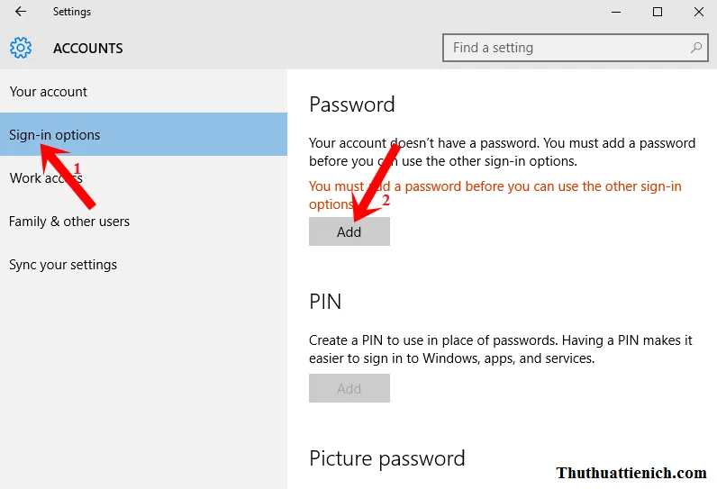 Cách tạo mật khẩu đăng nhập cho người dùng (User) trên Windows 10