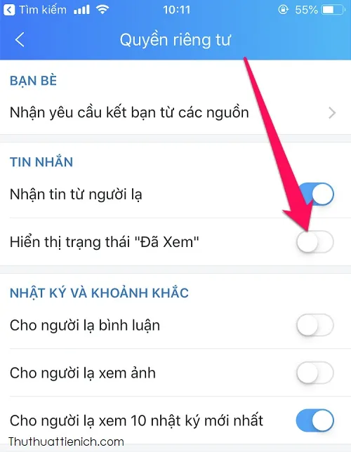 Cách tắt thông báo “Đã xem” tin nhắn khi chat Zalo