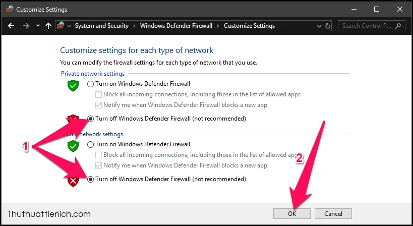 Cách tắt tường lửa (Windows Firewall) trên Windows 10/8/7 và XP