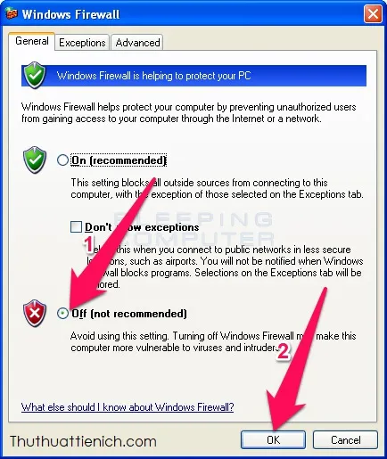 Cách tắt tường lửa (Windows Firewall) trên Windows 10/8/7 và XP