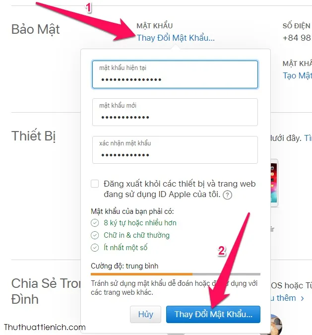 Cách thay đổi mật khẩu iCloud trên điện thoại & máy tính