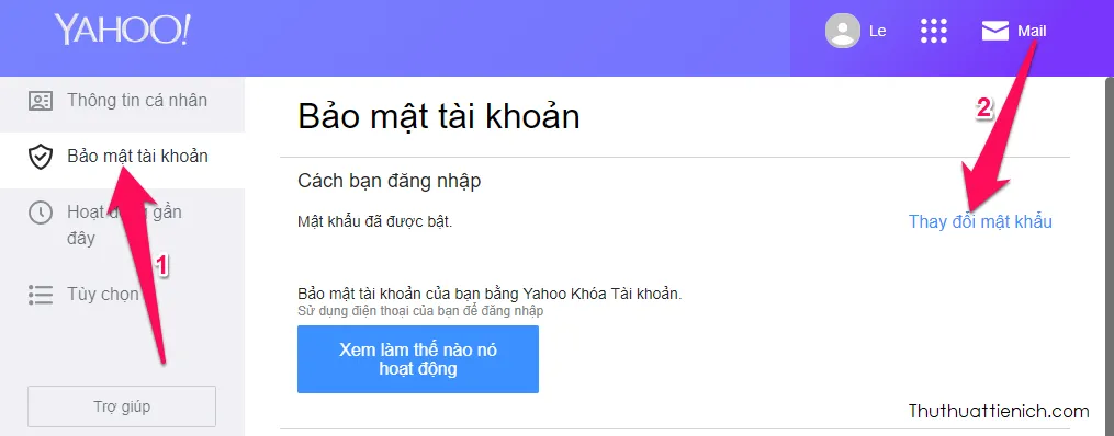 Cách thay đổi mật khẩu tài khoản Yahoo mail nhanh (máy tính & điện thoại)