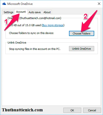 Cách thay đổi những thư mục được đồng bộ hóa giữa máy tính và OnDrive