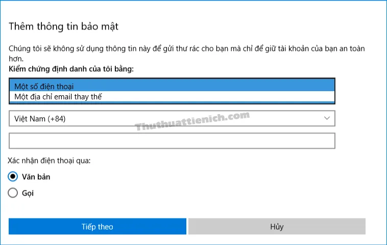 Cách thêm/xóa số điện thoại khôi phục, email dự phòng cho tài khoản Microsoft (Outlook/Hotmail)