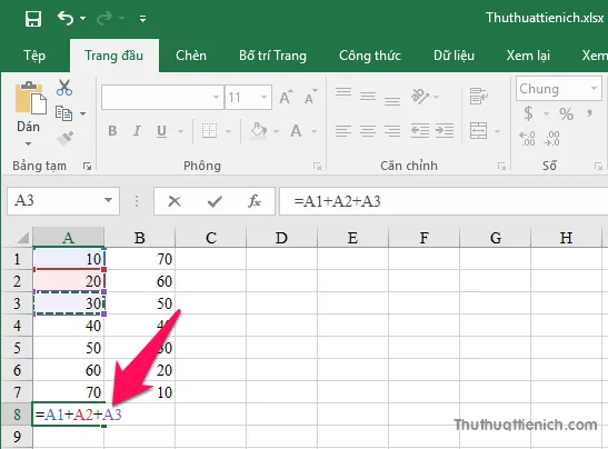 Cách thực hiện phép tính Cộng, Trừ, Nhân Chia trong Excel