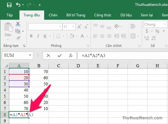 Cách thực hiện phép tính Cộng, Trừ, Nhân Chia trong Excel