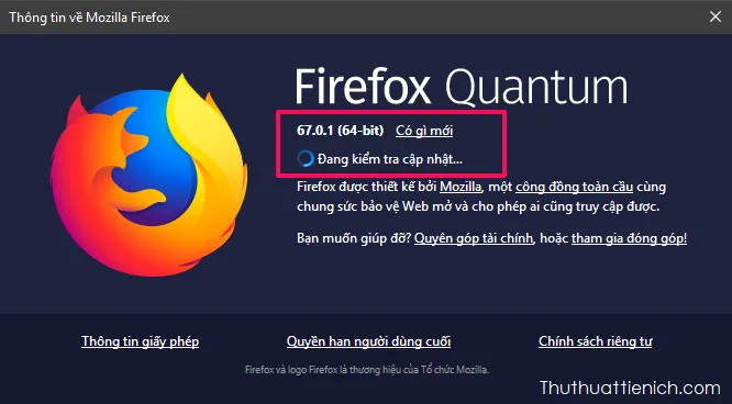 Cách Update trình duyệt Firefox lên phiên bản mới nhất