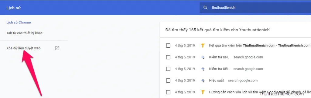 Cách xóa lịch sử duyệt web trên trình duyệt Google Chrome