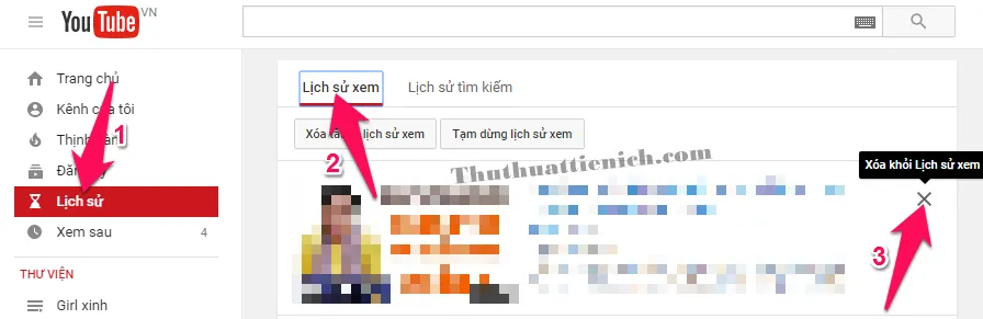 Cách xóa lịch sử xem, lịch sử tìm kiếm trên Youtube (máy tính/Android/IOS)