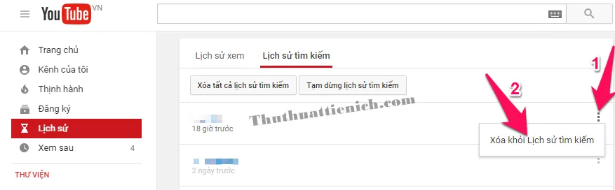 Cách xóa lịch sử xem, lịch sử tìm kiếm trên Youtube (máy tính/Android/IOS)