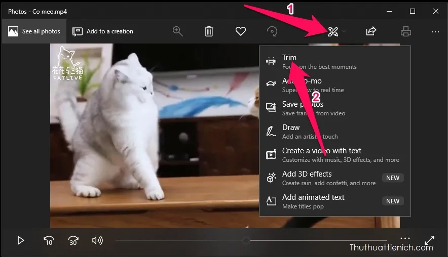 Cắt video nhanh trên Windows 10 bằng ứng dụng Photos (có sẵn)
