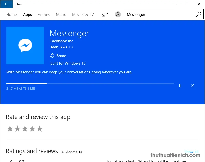 Chat Facebook trên Windows 10 với app Messenger “chính chủ”